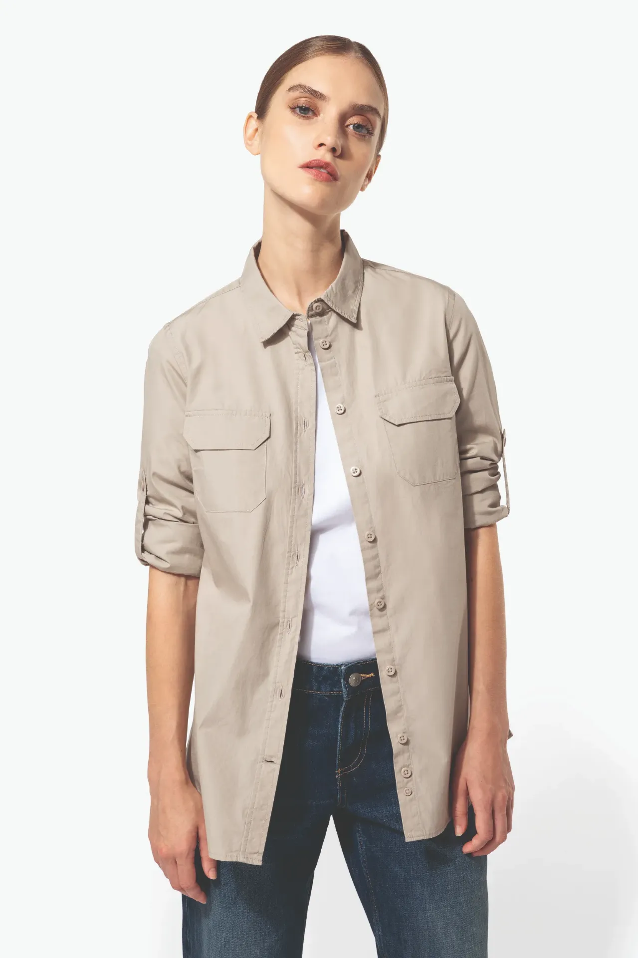[26TOK591] YALU-CHEMISE ML SAFARI FEMME (Beige, XS)