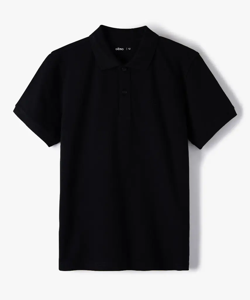 DASTIN-POLO MC UNI 2 BOUTONS JUNIOR NOIR