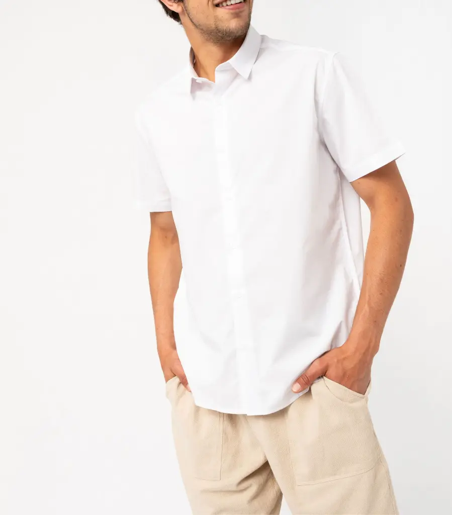 [25GE00079] RALI-CHEMISE MC COL CLASSIQUE HOMME BLANC (S)
