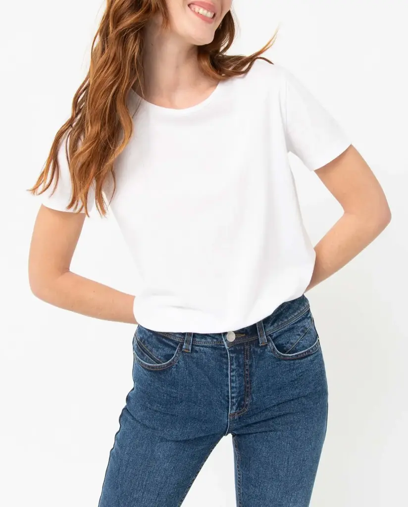 RALADE-TEE-SHIRT MC COL ROND FEMME BLANC