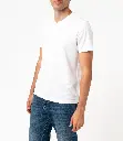 POADERA-TEE-SHIRT MC COL V HOMME BLANC