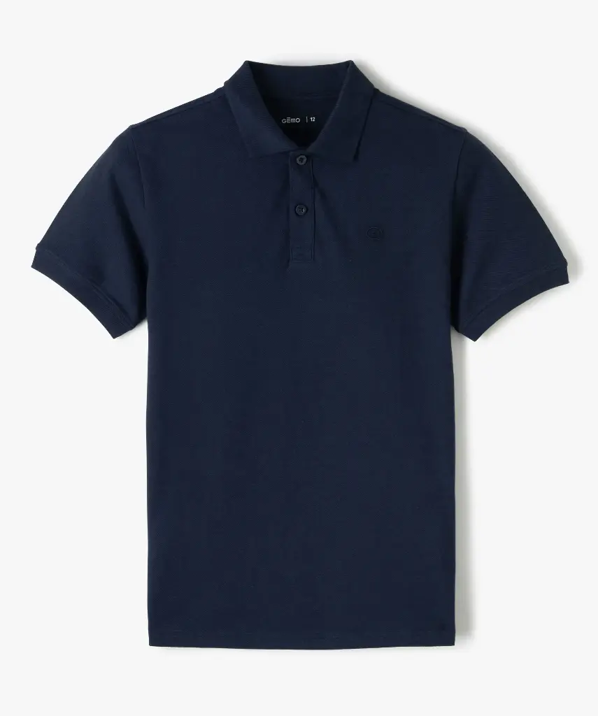 DASTIN-POLO MC UNI 2 BOUTONS JUNIOR BLEU