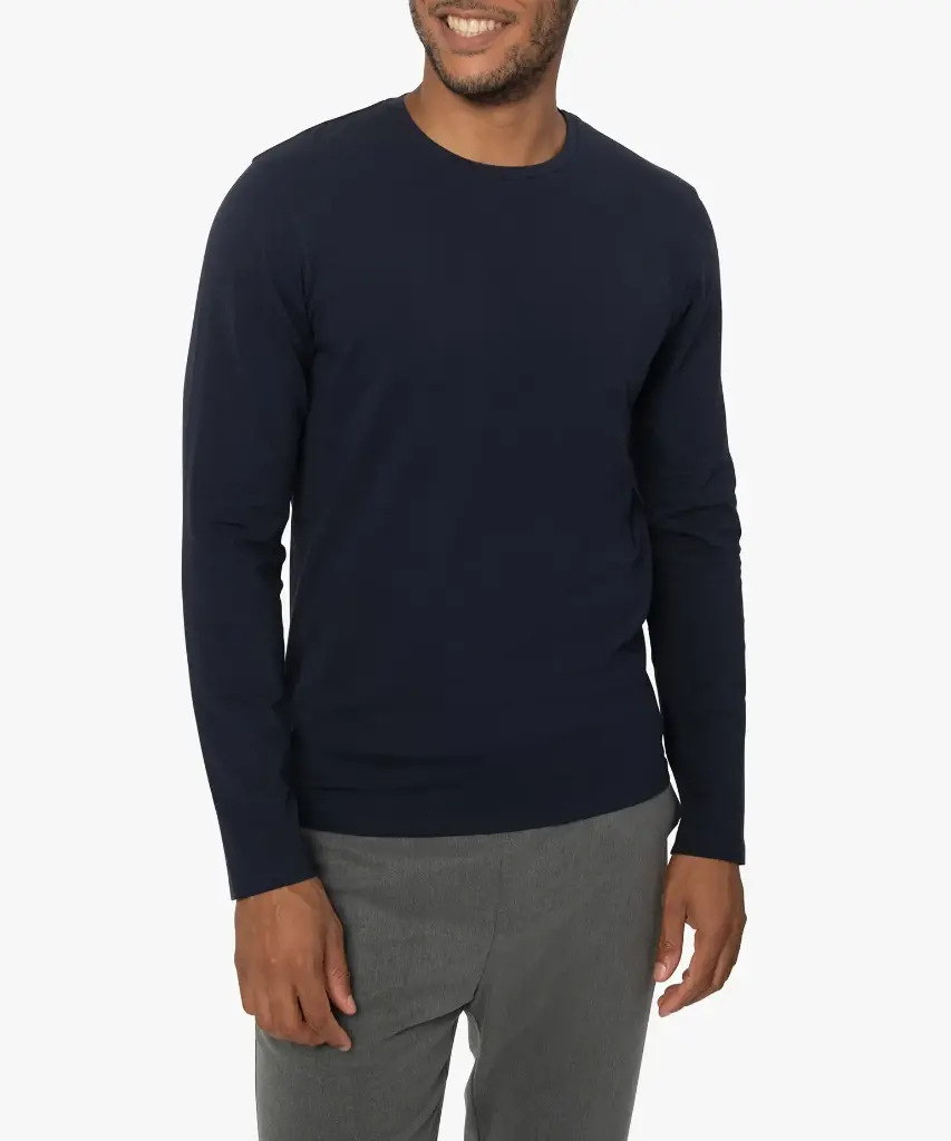 OKATIMI-TEE-SHIRT ML COL ROND HOMME BLEU
