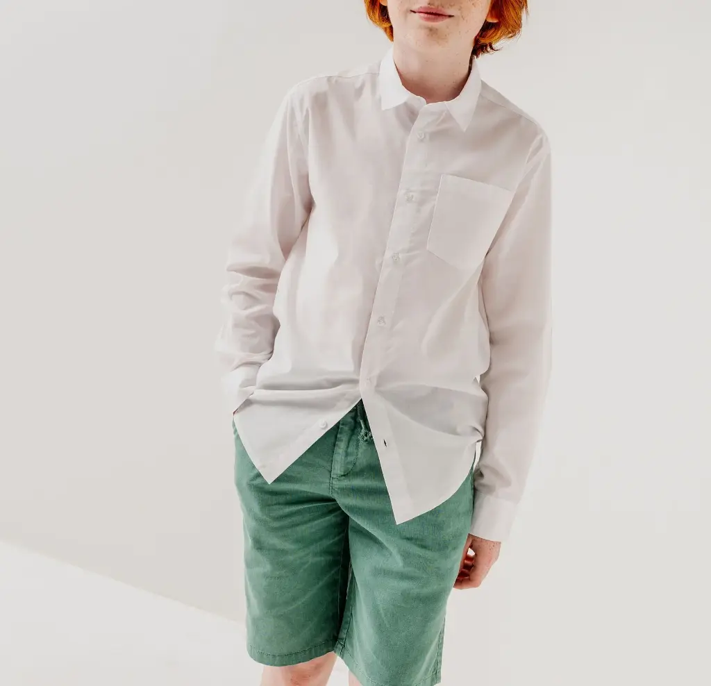 KIWA-CHEMISE ML COL CLASSIQUE JUNIOR BLANC