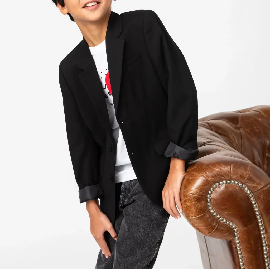 REOGA-VESTE COSTUME GARÇON JUNIOR NOIR (12 ANS)