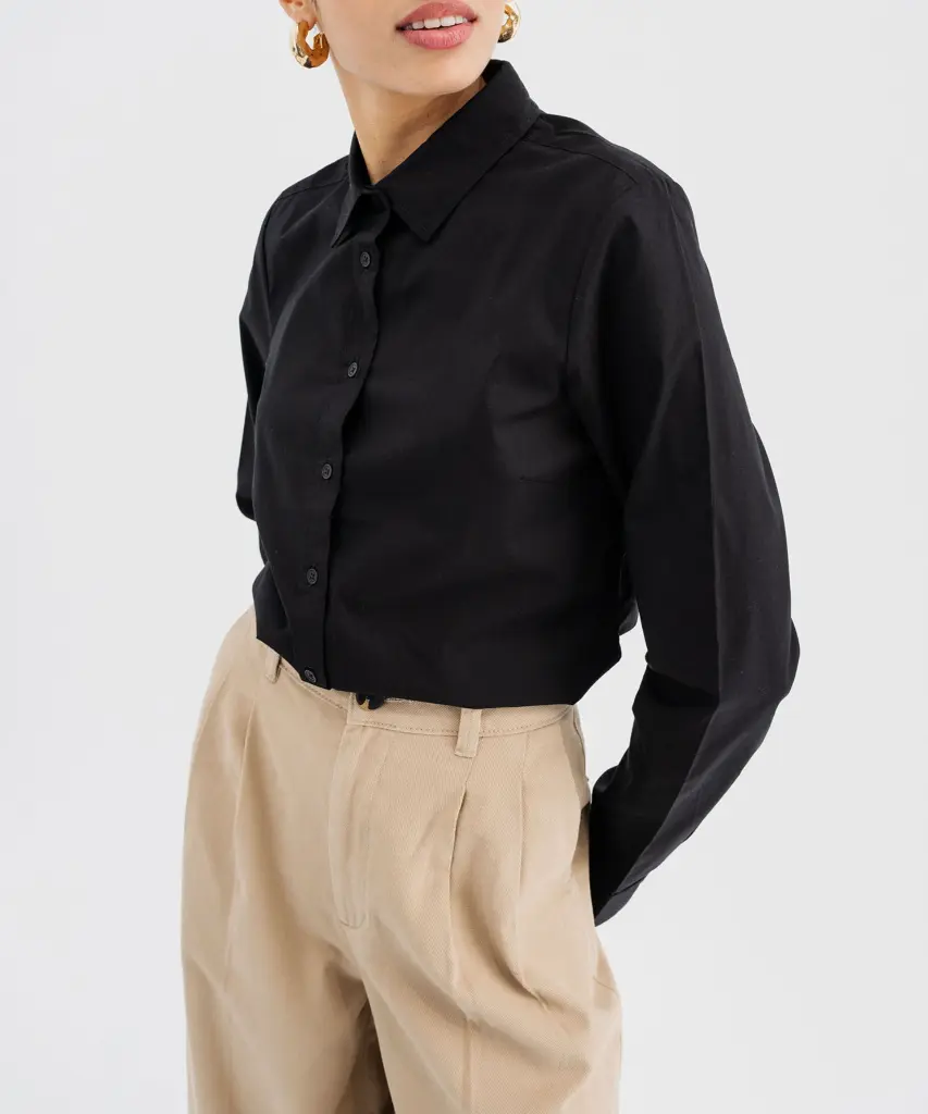 [25GE00022] MARDA-CHEMISE ML COL CLASSIQUE FEMME NOIR (32)