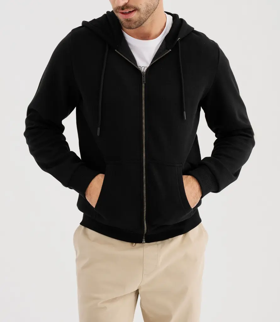 [25GE00040] PADE-SWEAT HOODED ZIPPÉ HOMME NOIR (S / 38)