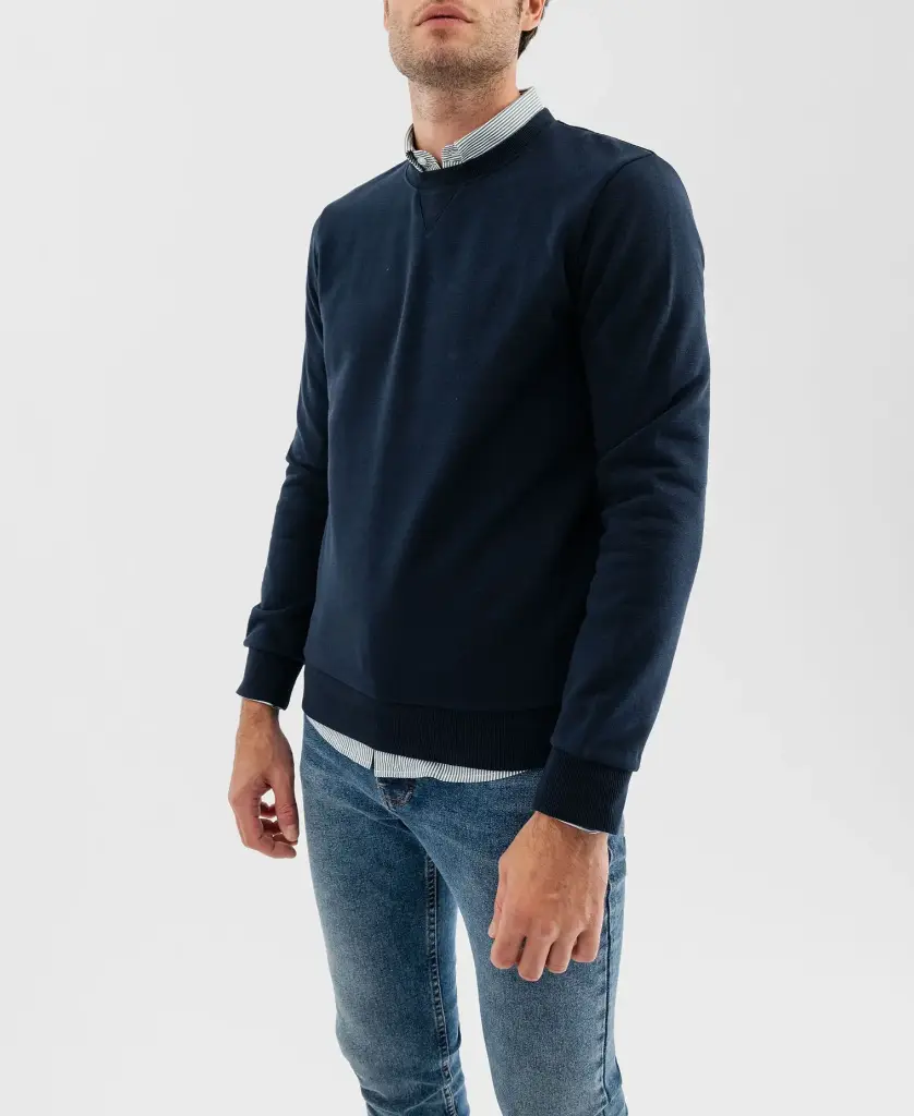 [25GE00041] PAFFA-SWEAT COL ROND HOMME BLEU (S)