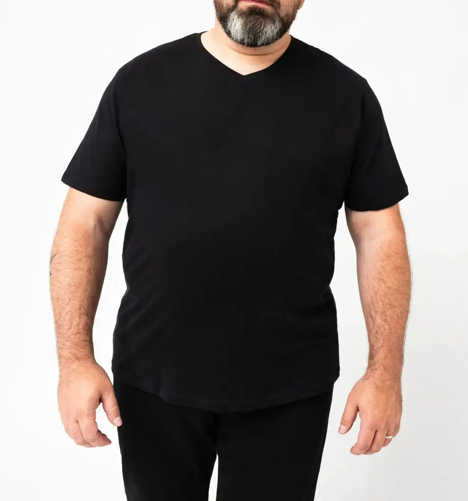 POADERA-TEE-SHIRT MC COL V HOMME NOIR