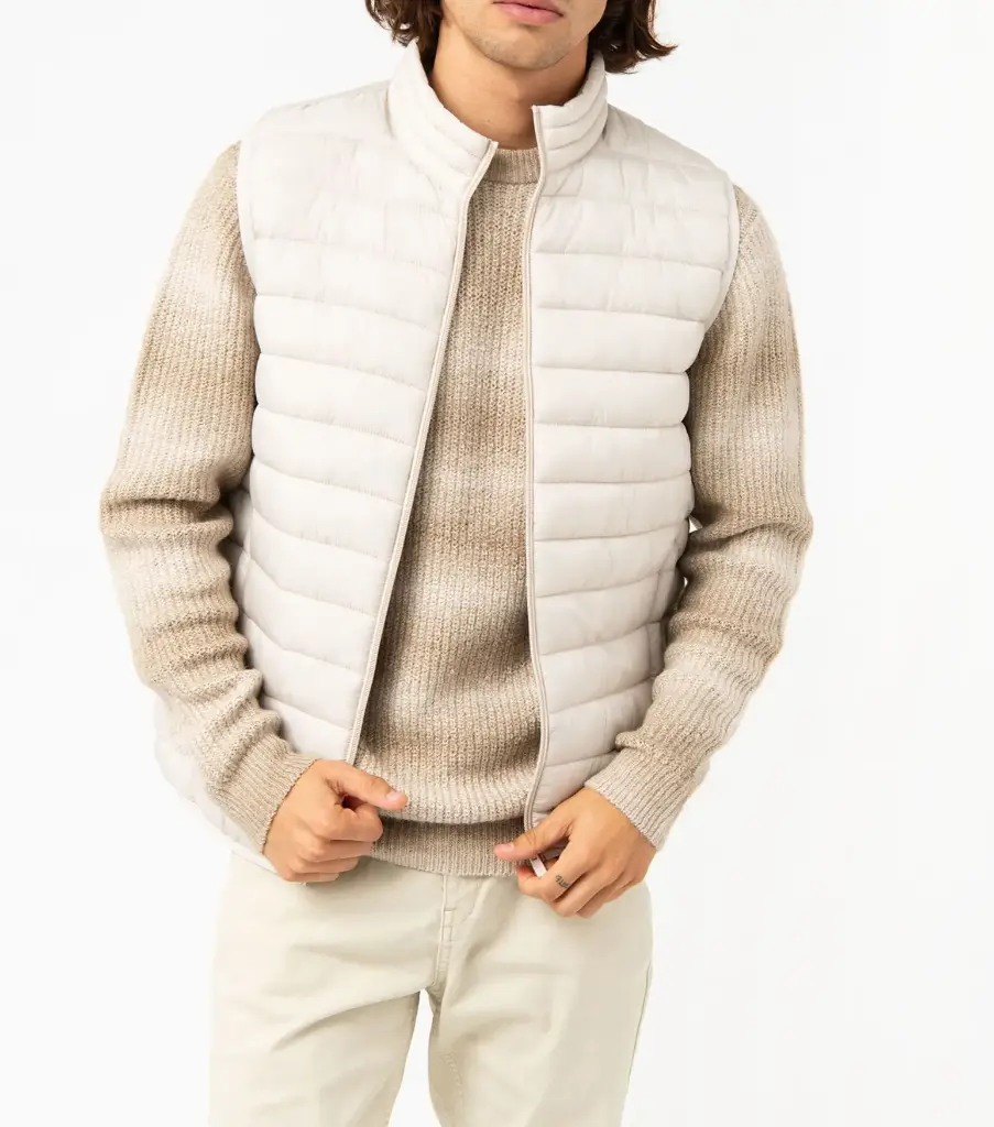 [25GE00065] QIJOU-BODYWARMER MATELASSÉ HOMME ECRUE (S)