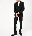 QOBO-VESTE COSTUME COUPE DROITE HOMME NOIR