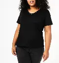 RABORD-TEE-SHIRT MC COL V FEMME NOIR