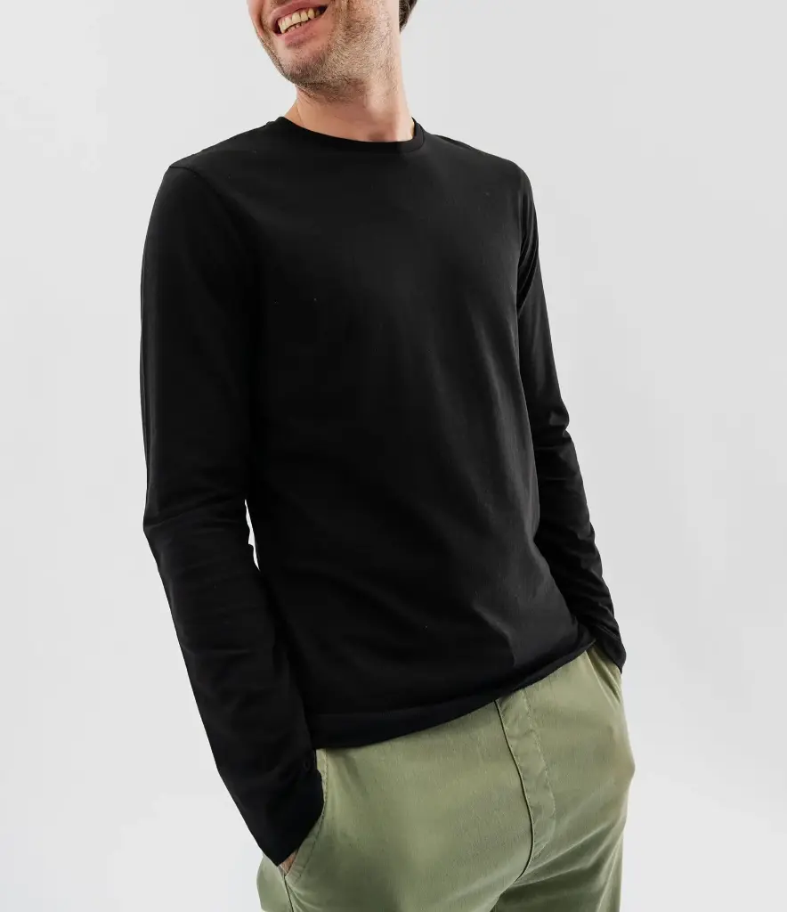 [25GE00036] OKATIMI-TEE-SHIRT ML COL ROND HOMME NOIR (S)