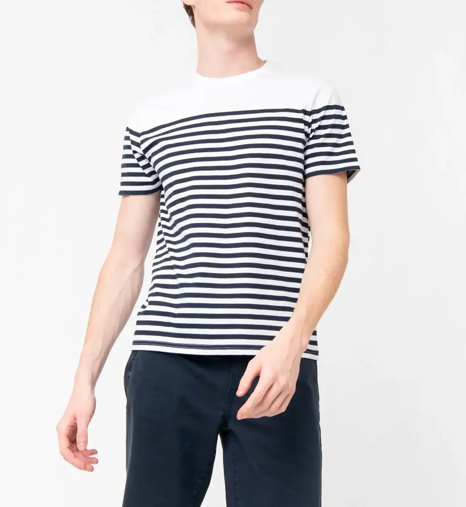 [25GE00082] RELIER-TEE-SHIRT MC MARINIÈRE HOMME (S)