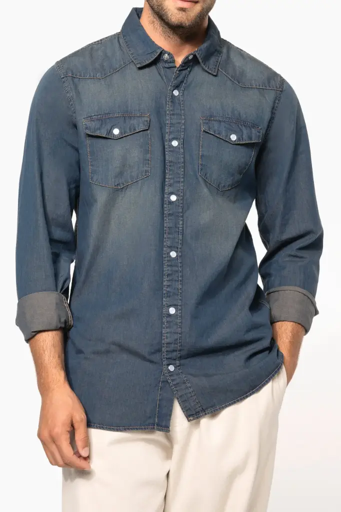 GALICIO-CHEMISE ML DENIM HOMME