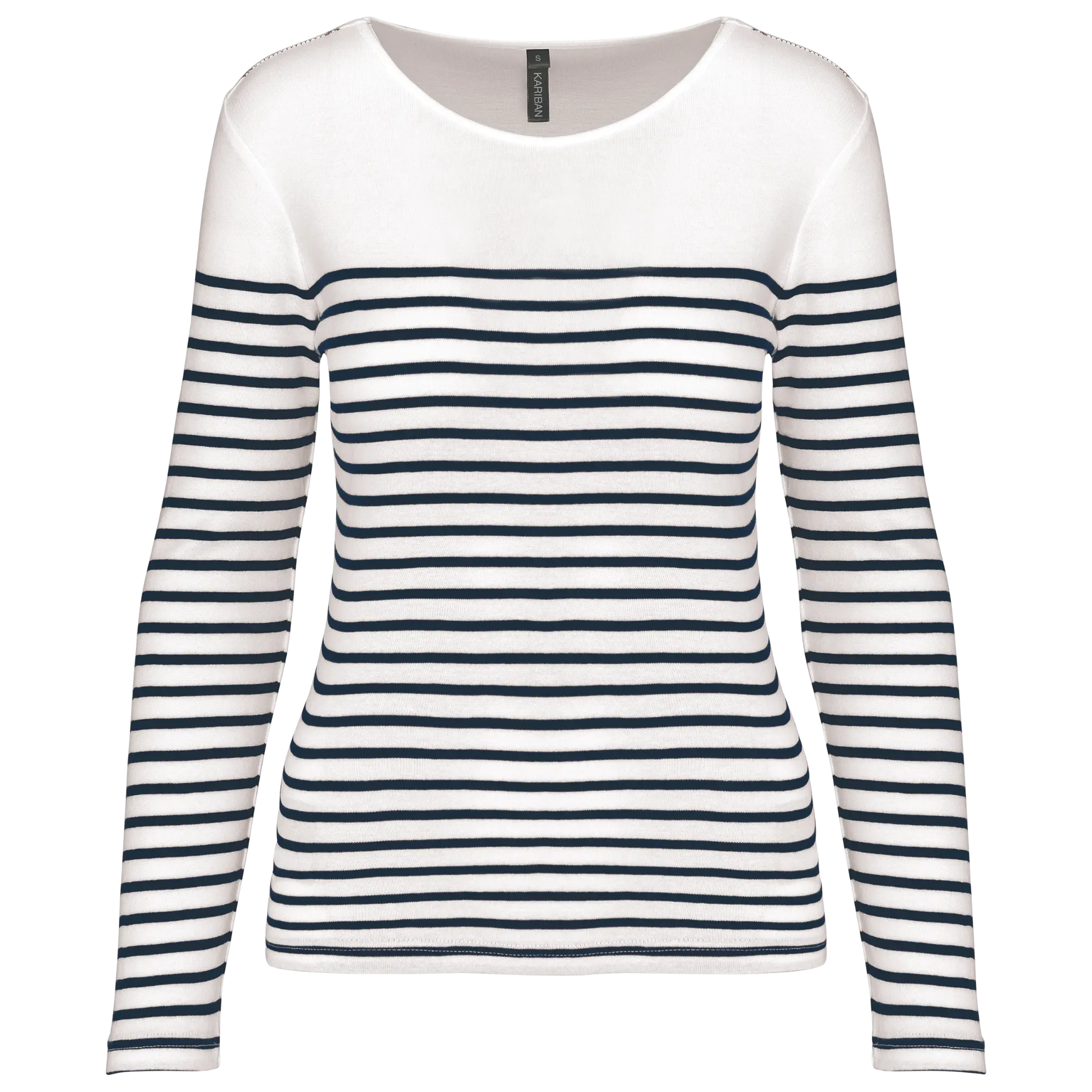 [26TOK386] SAILORA-TEE-SHIRT ML MARINIÈRE FEMME (Blanc, XS)
