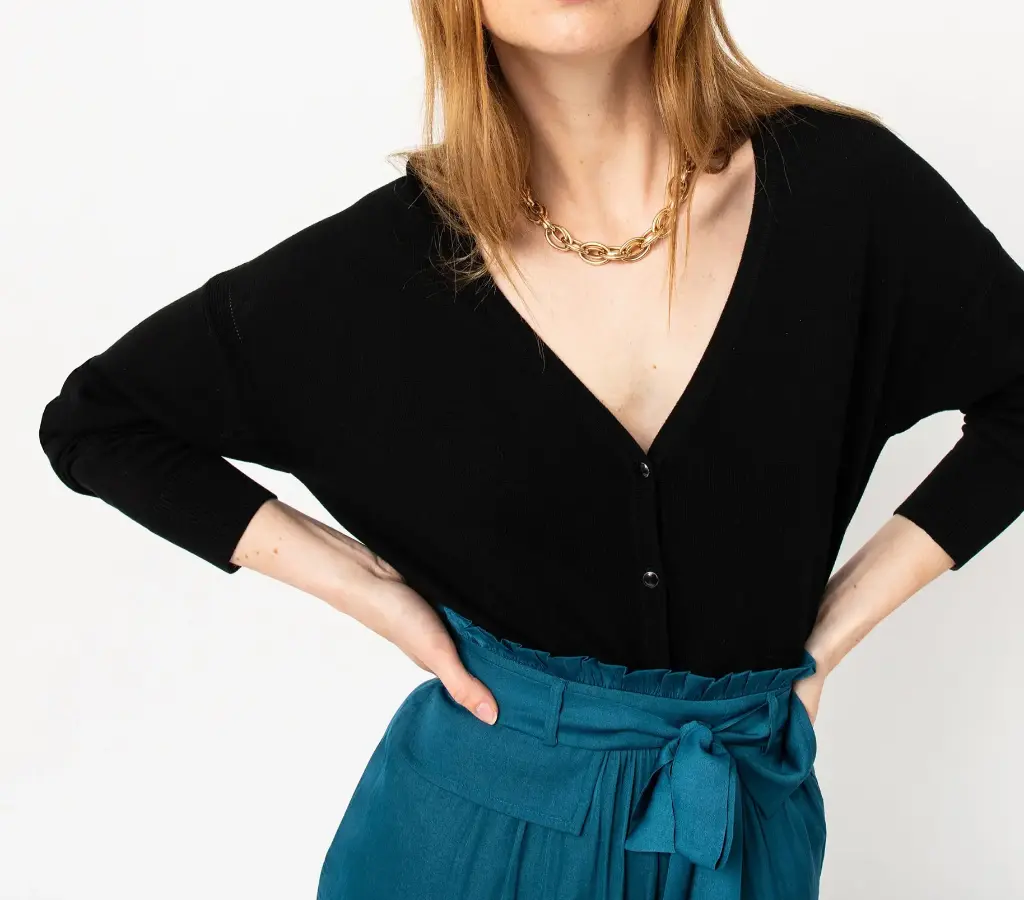 SATELA-GILET COL V FEMME NOIR (S)