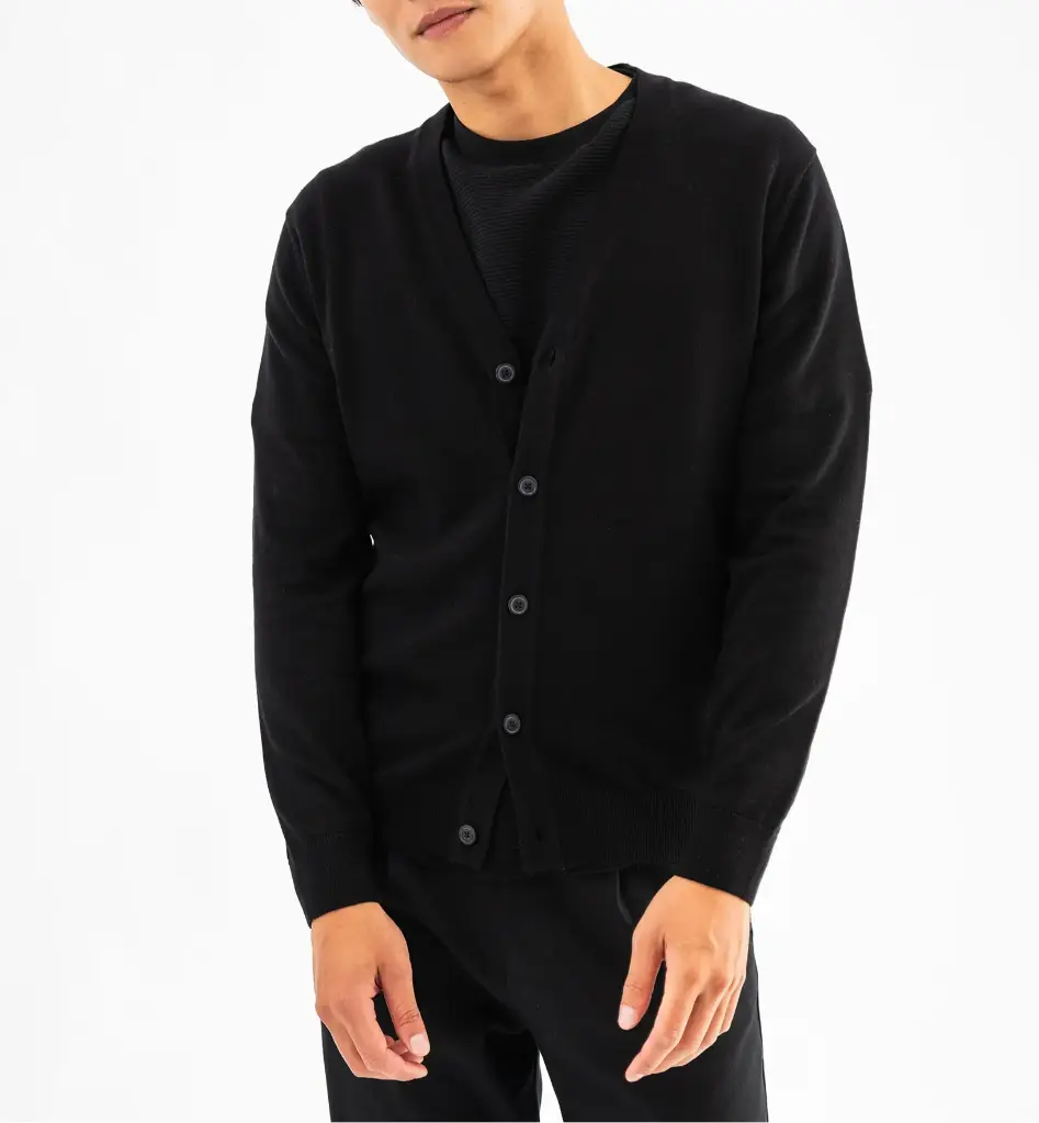 VAXITI-GILET COL V HOMME NOIR (S)